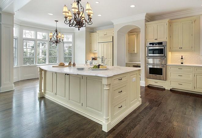 natural wood-look laminate floors in a living room in Highland Park, IL